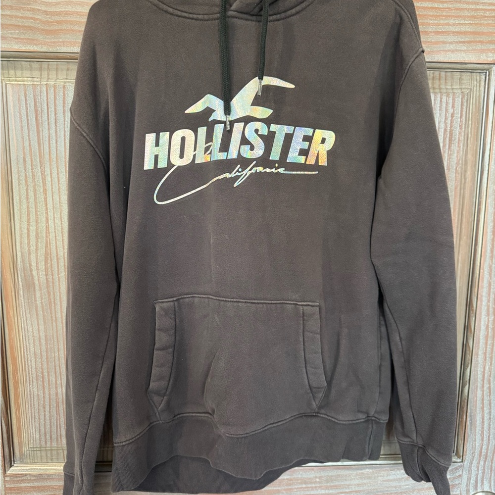 Hollister Men's Dark Gray Hoodie